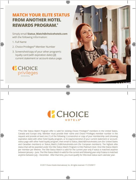 Status Match Handout Download Only Cambria Choice Hotels